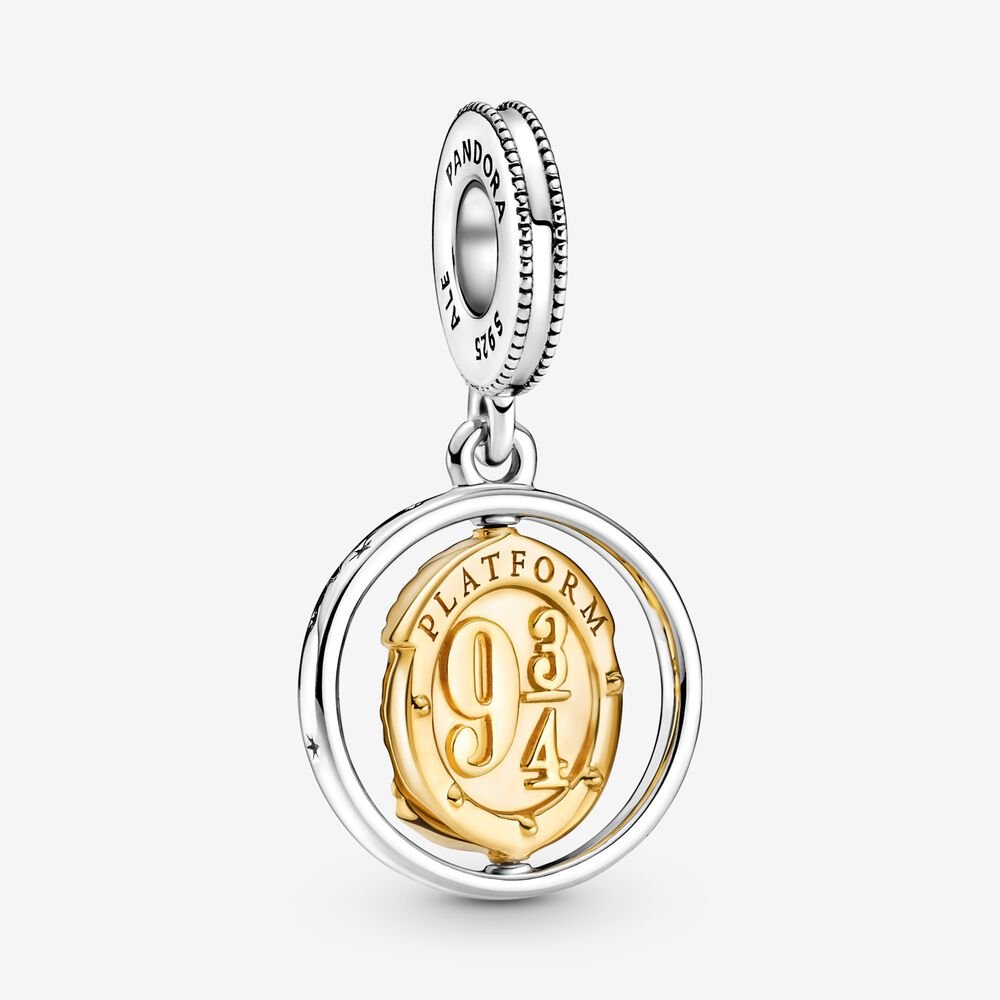 Pandora Harry Potter, Hedwig Spinning Dangle Charm Ireland - Sterling Silver/14k Gold blend - 815634